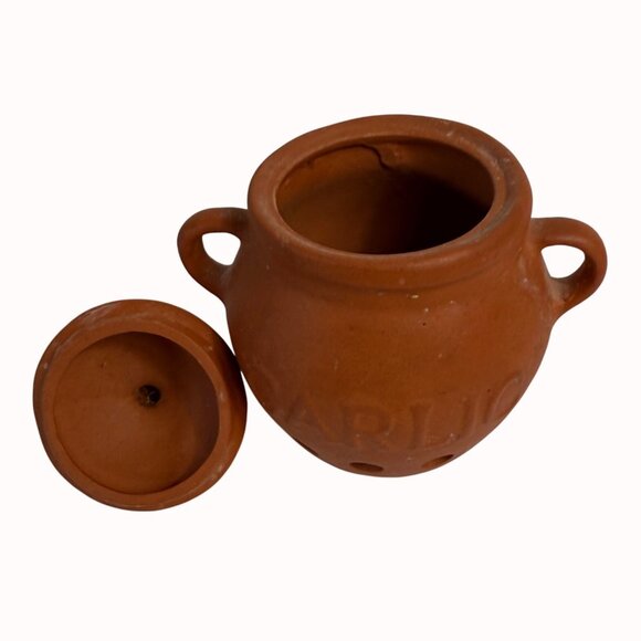 Garlic Keeper Terra Cotta Clay Pot Red Kitchen Gadget Storage Home Decor Cooking - Picture 4 of 13